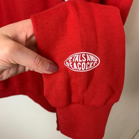 NEW Gender Inclusive Unisex Petals Peacocks University Self Love Red Sweater M - Picture 7 of 8